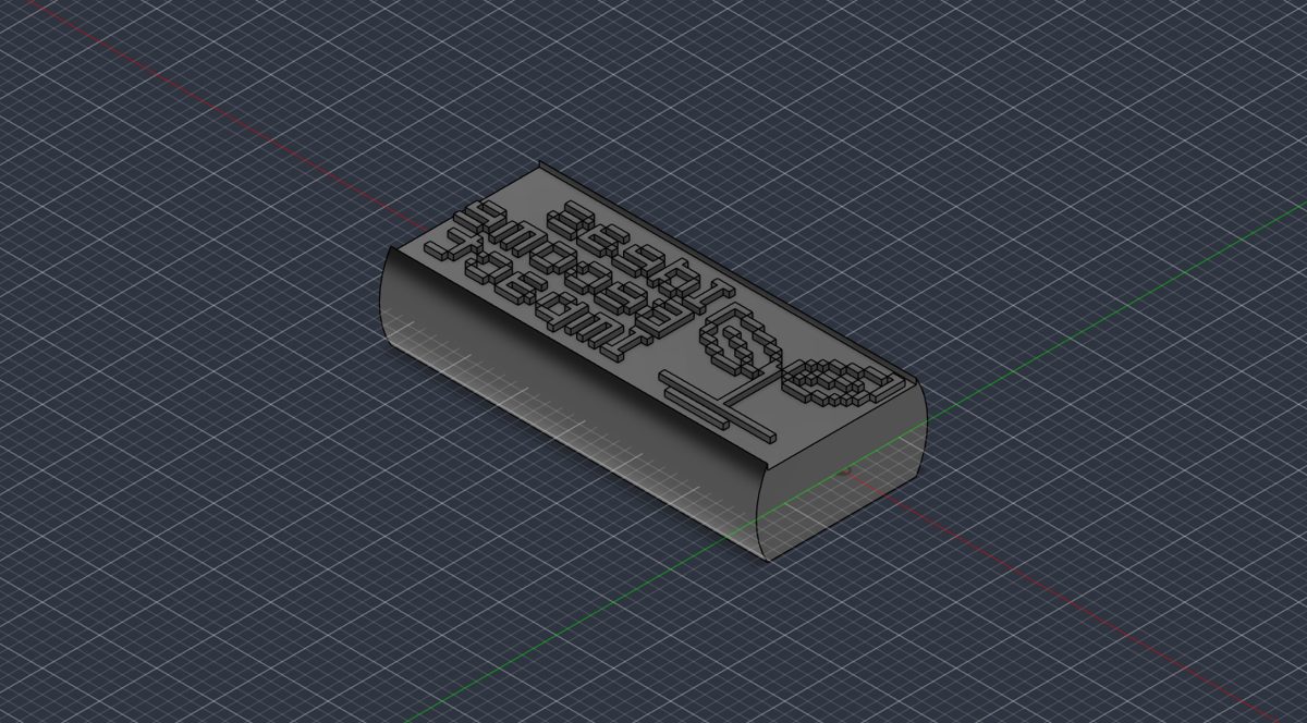the Ideas Become Impact die: the finished model in Fusion, grey shaded isometric
