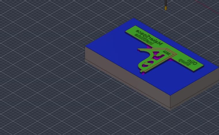 the Makerspace Institute die: the machining simulation, colourised by operation